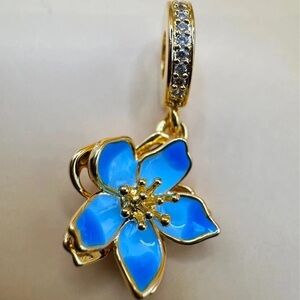 Gold and Blue Flower Pendant
